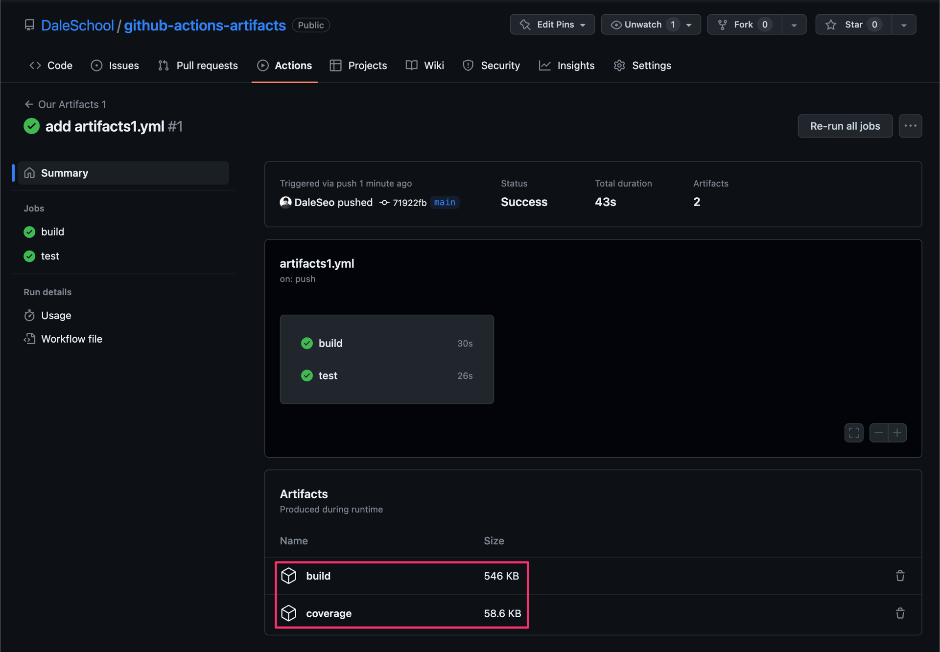 GitHub Actions의 아티팩트(Artifact)로 파일 올리거나 내려받기