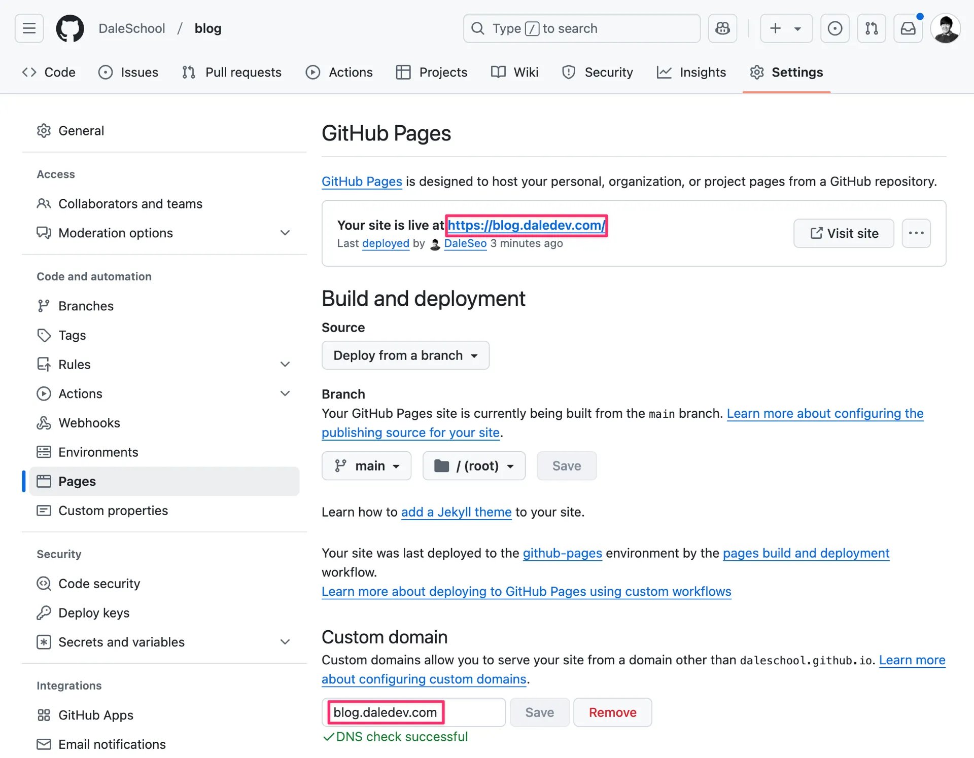 GitHub Pages 서브 도메인 연결